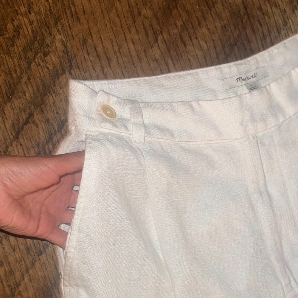 Madewell size 8 NWT NEW White Wide-Leg Linen Pants - Picture 5 of 12